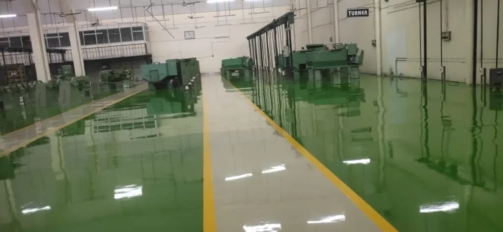 Self-leveling epoxy flooring installation in Chennai - Chemcoats