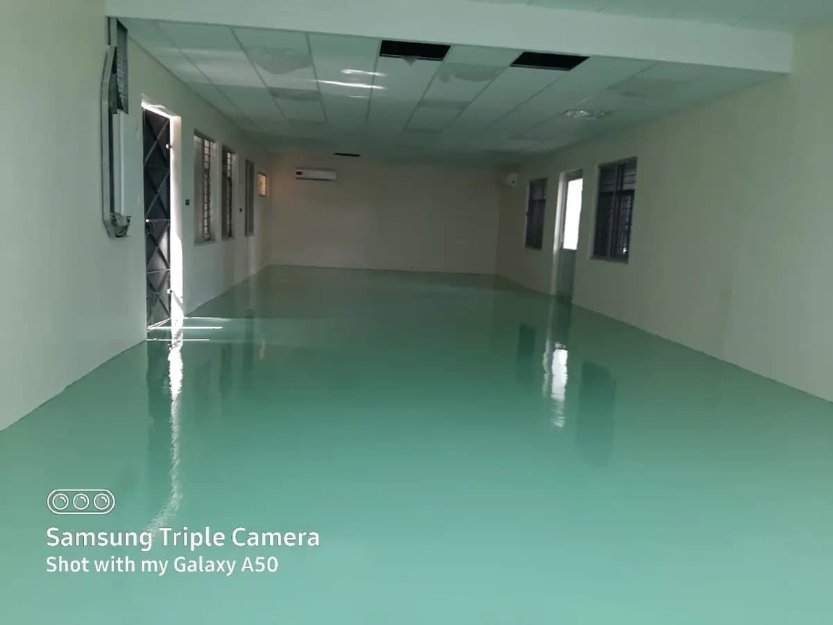 Self-levelling Epoxy Flooring installation in industrial factory – Chem Coats
